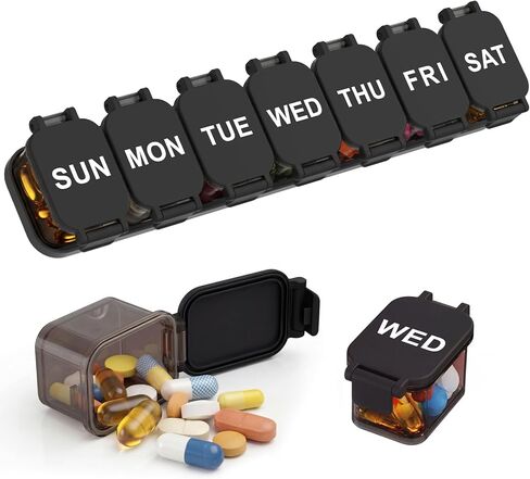 Extra Large Weekly Pill Organizer - Waterproof 7-Day Pill Box, Portable Vitamin & Supplement Case, Easy to Open Design, Ideal for Travel and Daily Medication Management in Saudi Arabia