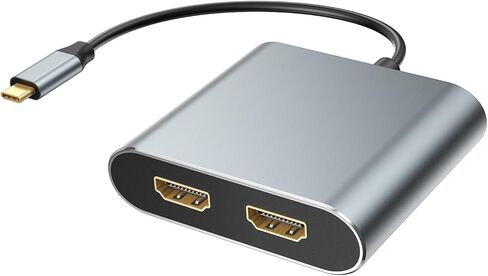 موزع UPERFECT من النوع C إلى HDMI المزدوج 4K 60 هرتز، محول USB C إلى 2 HDMI لوضع تمديد Windows/Android، وضع مرآة Mac، شاشة مزدوجة للشاشة/الكمبيوتر المحمول/الكمبيوتر الشخصي/الهاتف in Kuwait