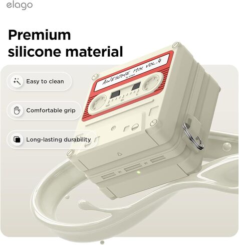 elago Compatible with Samsung Galaxy Buds 4 Pro & Galaxy Buds 4 Case, Cassette Tape Design Cover with Carabiner, Full Protection, Headphone Accessories, for Men, for Women in Saudi Arabia