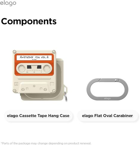 elago Compatible with Samsung Galaxy Buds 4 Pro & Galaxy Buds 4 Case, Cassette Tape Design Cover with Carabiner, Full Protection, Headphone Accessories, for Men, for Women in Saudi Arabia