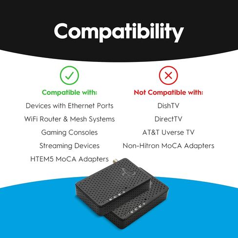 Hitron MoCA 2.5 Network Adapter (2-Pack) - Requires Connected Coax Network | Up to 2.5 Gbps Ethernet Over Existing Coax | Ideal for Cable Internet Homes | 3 HTEM5 Adapters in Kuwait