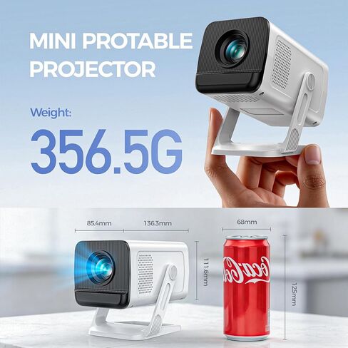 Mini Portable Projector with 4K Support, Bluetooth 5.4 WIFI6, Android 14 Smart Projector 200 ANSI, Android 11, 180° Rotation , Auto Keystone Correction Video Projector in Saudi Arabia