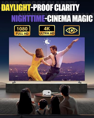 【Official Licensed Netflix & Electric Focus】Mini Projector with WIFI and Bluetooth, 270° rotation, Braided fabric design (Warm white) in Saudi Arabia