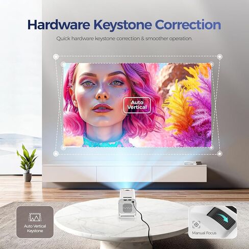 Mini Portable Projector with 4K Support, Bluetooth 5.4 WIFI6, Android 14 Smart Projector 200 ANSI, Android 11, 180° Rotation , Auto Keystone Correction Video Projector in Saudi Arabia