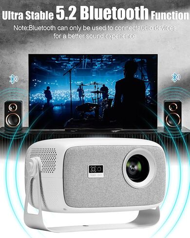 【Official Licensed Netflix & Electric Focus】Mini Projector with WIFI and Bluetooth, 270° rotation, Braided fabric design (Warm white) in Saudi Arabia