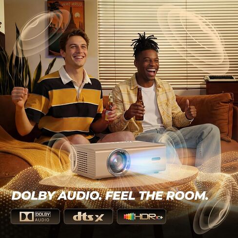 جهاز عرض بتركيز تلقائي هادئ، جهاز عرض ذكي 6D Keystone Dolby Audio مع واي فاي 6 وبلوتوث للأفلام الخارجية HDR10+ كاكي in Kuwait