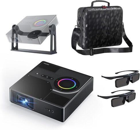 جهاز عرض ليزر NexiGo Nova Mini المحمول مع حقيبة حمل/حامل Gimbal/نظارات ثلاثية الأبعاد، تلفزيون Google مع Netflix، 1080 بكسل FHD، 1200 لومن، تباين 15000:1 مع SAE، ثلاثي الأبعاد، إعداد تلقائي، شاشة 150 بوصة، صوت Dolby 8 واط in Kuwait