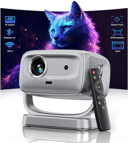 4K Smart Projector Native 1080P 1800 ANSI,Auto Focus,5G WiFi,Bluetooth 5.2,Built-in Apps,Portable Outdoor Movie Projector Compatible with iPhone/Android, Zoom&Keystone Correction,180° Adjustable Stand in Saudi Arabia