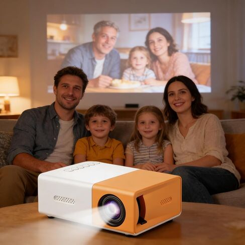 Mini Portable Projector, Small Movie Projector for Home & Outdoor Theater, Compatible with Phone HDMI, US Plug in Saudi Arabia