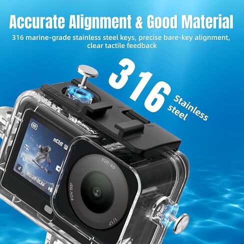 حافظة مضادة للماء لكاميرا DJI Osmo Action 6، تدعم الغوص العميق 45M/148FT والسباحة مع برغي سريع التحرير in Kuwait