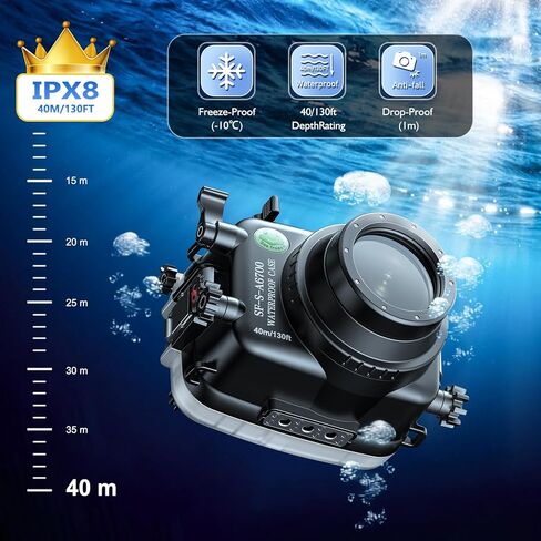 Sea frogs Underwater Camera Case Compatible with Sony A6700 10-18MM with Wide Angle Fisheye Lens IPX8 40m/130ft Maximum Diving Depth Waterproof Camera Housing for Diving, Surfing, Rowing, Skiing in Saudi Arabia