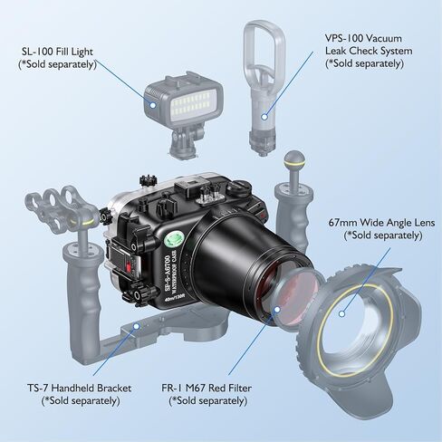 Sea frogs Underwater Camera Case Compatible with Sony A6700 10-18MM with Wide Angle Fisheye Lens IPX8 40m/130ft Maximum Diving Depth Waterproof Camera Housing for Diving, Surfing, Rowing, Skiing in Saudi Arabia