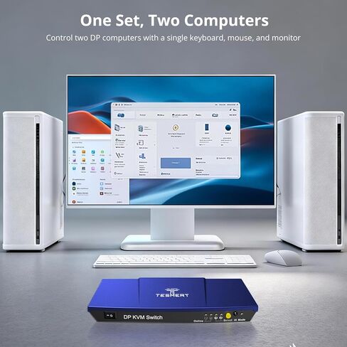 DisplayPort 4K @ 60 هرتز KVM Switch 1 شاشة 2 جهاز كمبيوتر، مفاتيح DP KVM لطابعة محركات الأقراص الصلبة لشاشة مشاركة الكمبيوتر ولوحة المفاتيح والماوس، مع USB، مسح تلقائي، مفتاح Hotkey IR، 2 كابل USB DP بطول 1.5 متر in Kuwait