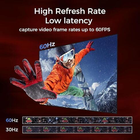 Diyeeni 4K HDMI Capture Card USB 3.0 1080P 60FPS Gaming & Streaming Video Capture Card with HDMI Loop Out, Plug & Play, Low Latency Recording for PC OBS Camera in Saudi Arabia