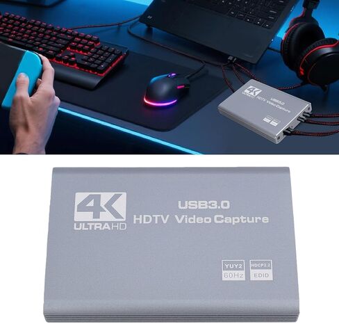 Diyeeni 4K HDMI Capture Card USB 3.0 1080P 60FPS Gaming & Streaming Video Capture Card with HDMI Loop Out, Plug & Play, Low Latency Recording for PC OBS Camera in Saudi Arabia