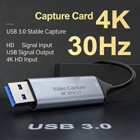 Yoidesu Video Capture Card for 4K 30Hz Input and 1080P 60Hz Output, HDMI to USB 3.0 A Capture Card for Streaming, Game Recording, Teaching, Meetings, and Live Preview in Saudi Arabia