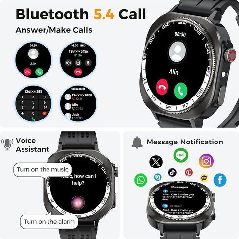 2026 Smart Watch, 1.43" Bluetooth 5.4 Call AMOLED Smartwatch for Men Women, 130+ Sports Modes, 60+Days Flashlight, 24/7 Heart Rate/Sleep Monitor, IP68 Waterproof Fitness Watch Tracker for Android iOS in Saudi Arabia