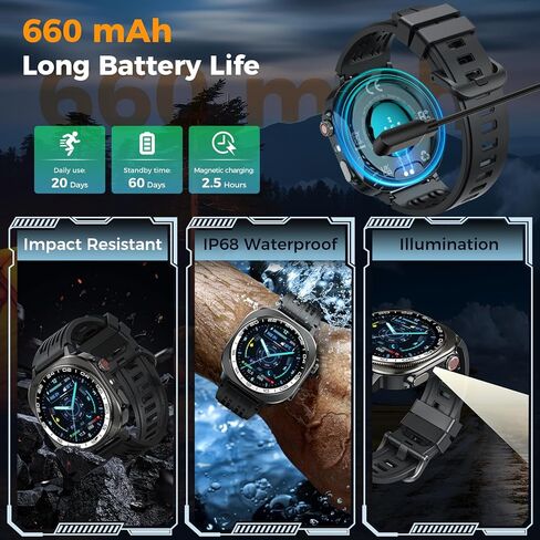 2026 Smart Watch, 1.43" Bluetooth 5.4 Call AMOLED Smartwatch for Men Women, 130+ Sports Modes, 60+Days Flashlight, 24/7 Heart Rate/Sleep Monitor, IP68 Waterproof Fitness Watch Tracker for Android iOS in Saudi Arabia