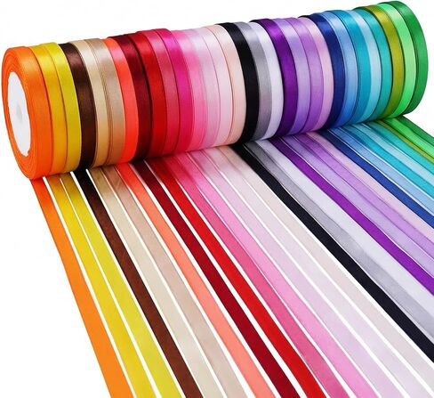 Value Satin Ribbon Pack 30 Color 750 Yard Total, Tomorotec 3/8 inch 25 Yard Each Silk Satin Rolls for Gift Package Wrapping Bows Crafts Gifts Party Wedding in Saudi Arabia
