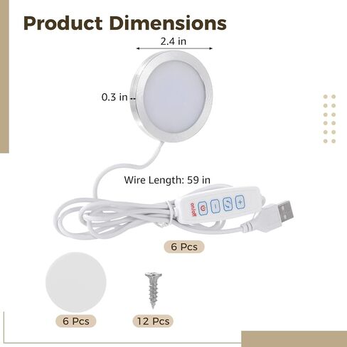 6 Pcs USB Powered Led Lamp Kit, 3 Color Modes, 10 Brightness, DIY Lighting for Crafts and 3D Printed Shade, Aluminum Shell Pc Diffuser in Saudi Arabia