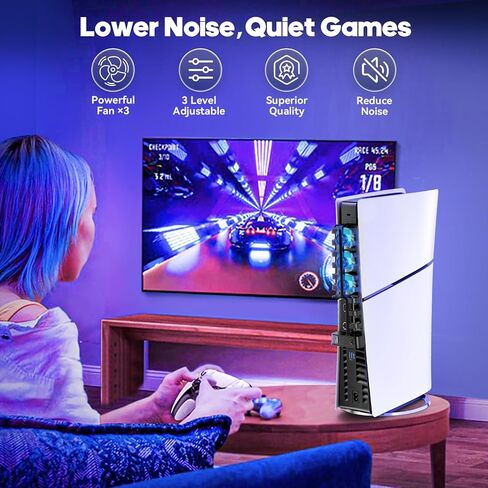 حامل تبريد أفقي PS5 ومروحة تبريد لأقراص PS5 النحيفة ووحدة التحكم الرقمية فقط in Kuwait