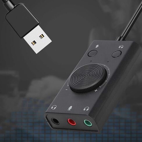 محول الصوت لبطاقة الصوت Cuifati SC2 USB مع التحكم في مستوى الصوت للكمبيوتر المحمول OS 3.5 ملم مقبس ميكروفون سماعة الرأس in Kuwait