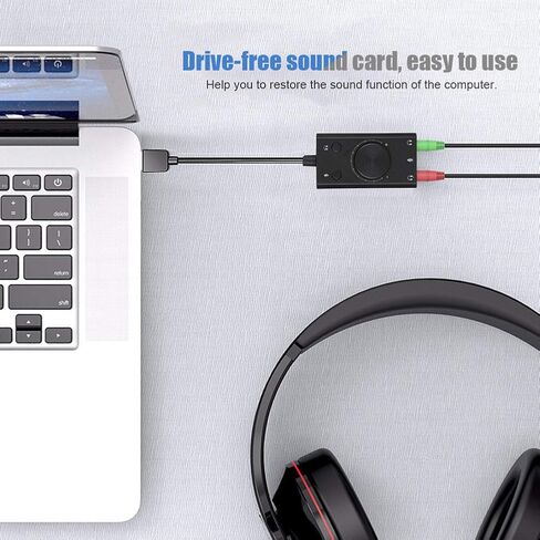محول الصوت لبطاقة الصوت Cuifati SC2 USB مع التحكم في مستوى الصوت للكمبيوتر المحمول OS 3.5 ملم مقبس ميكروفون سماعة الرأس in Kuwait