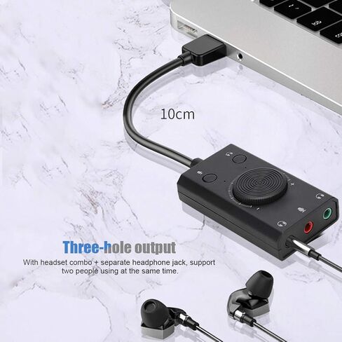 محول الصوت لبطاقة الصوت Cuifati SC2 USB مع التحكم في مستوى الصوت للكمبيوتر المحمول OS 3.5 ملم مقبس ميكروفون سماعة الرأس in Kuwait