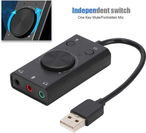 محول الصوت لبطاقة الصوت Cuifati SC2 USB مع التحكم في مستوى الصوت للكمبيوتر المحمول OS 3.5 ملم مقبس ميكروفون سماعة الرأس in Kuwait