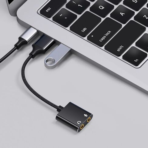 التوصيل والتشغيل من USB إلى محول 3.5 ملم، بطاقة صوت ستيريو خارجية USB للميكروفون الاحترافي وسماعة الرأس تستخدم المحول الخارجي in Kuwait