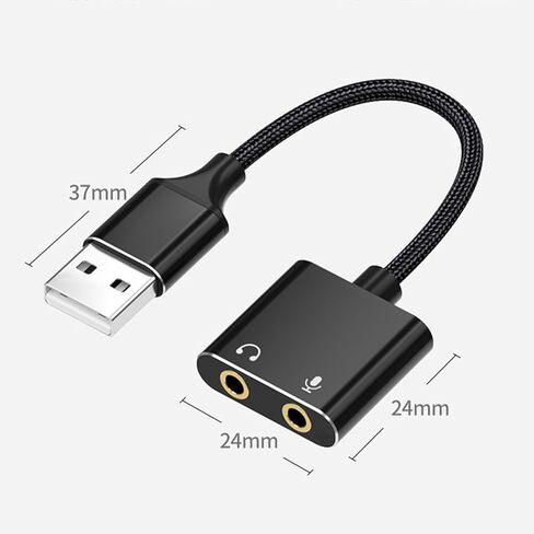 التوصيل والتشغيل من USB إلى محول 3.5 ملم، بطاقة صوت ستيريو خارجية USB للميكروفون الاحترافي وسماعة الرأس تستخدم المحول الخارجي in Kuwait