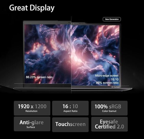 Lenovo ThinkPad X1 Carbon Gen 13 Aura Edition AI PC Laptop (14" FHD+ Touchscreen, Intel Core Ultra 7 255U, 32GB 8400MT/s, 2TB SSD, (>i7-1355U)), Thunderbolt 4, Backlit, IR Webcam, IST HUB, Win 11 Pro in Saudi Arabia