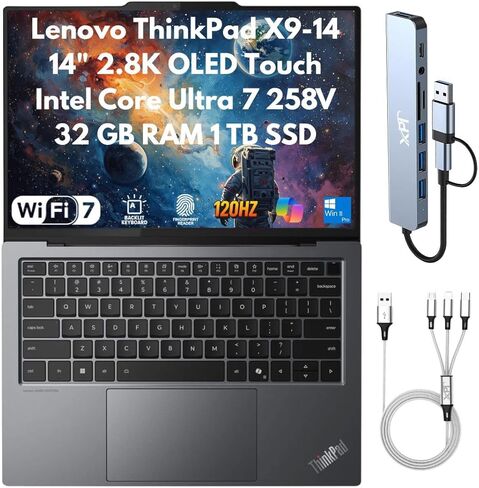 Lenovo ThinkPad X9-14 Gen 1 Aura Edition AI Ready Business Laptop 2026، 14 بوصة 2.8K OLED 120 هرتز تعمل باللمس، السلسلة 2 Intel Core Ultra 7 258V، ذاكرة الوصول العشوائي 32 جيجابايت، 1 تيرابايت SSD، FPReader، UHD IR Cam، Copilot Windows 11 Pro in Saudi Arabia