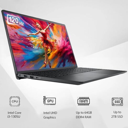 Dell Vostro 3530 15.6" Laptop Computer for Business, 13th Gen Intel 5-Core Processor, 120Hz FHD, 16GB DDR4 RAM, 512GB PCIe SSD, WiFi, Bluetooth, Type-C, HDMI, RJ45, Windows 11 Pro in Saudi Arabia