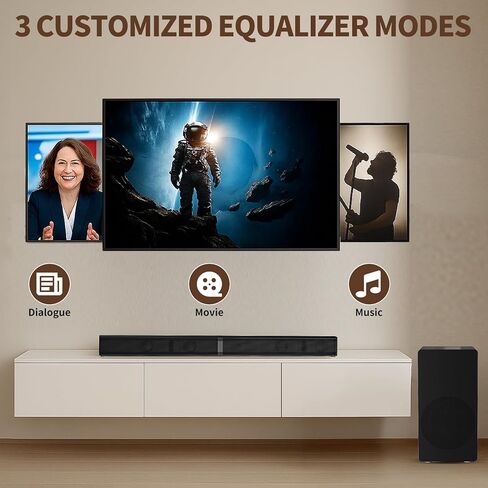 شريط صوت LARKSOUND 2 في 1 قابل للفصل مع مضخم صوت، مكبر صوت 31 بوصة للتلفزيون الذكي، مع بلوتوث 5.3/HDMI ARC/اتصالات بصرية/Aux in Kuwait