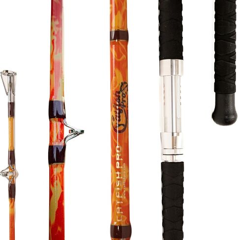 قضيب Catfish Pro Orange Dragon Fire Glow Rod 7'6" قطعة واحدة للغزل أو الصب، M، MH، H Action، قضيب يتوهج في الظلام المنشط بالشمس، مقبض فائق مضاد للانزلاق، أدلة من الفولاذ المقاوم للصدأ، مقعد بكرة ألومنيوم in Saudi Arabia