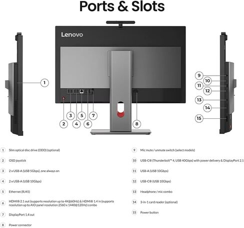 Lenovo ThinkCentre M90a Pro Gen 6 Business All-in-One, 27" QHD 120Hz Anti-Glare, Intel Core Ultra 7 265 vPro, 32GB DDR5, 1TB SSD, Wi-Fi 7, DP, HDMI, 5MP IR Webcam, Windows 11 Pro, AI-Ready, w/Bundle in Saudi Arabia