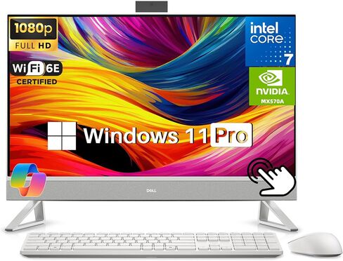 Dell 27 inch All in One Touchscreen Desktop Computer, NVIDIA GeForce MX570A(2GB GDDR6), Intel 7 150U(10 Cores), 32GB DDR5-5200 MT/s, 1TB SSD, FHD Display, Windows 11 Pro, Wi-Fi 6E, BT 5.3, Copilot in Saudi Arabia