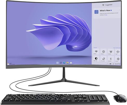 كمبيوتر مكتبي الكل في واحد، شاشة FHD مقاس 23.8 بوصة، جهاز كمبيوتر منحني AMD Ryzen5-3500U، مجموعة شرائح رباعية النواة، ذاكرة وصول عشوائي 8 جيجابايت، 512 جيجابايت SSD، واي فاي، USB3.0، لوحة مفاتيح ومكبر صوت مدمج، ماوس للألعاب المكتبية والدراسة باللون الأسود in Kuwait