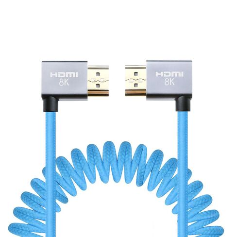 Uonecn 4K Coiled HDMI Cable for Camera HDMI Cable for Atomos Ninja V, Right Angle HDMI for Sony A7siii, Short HDMI Cord for Z-CAM F6, Z-Cam E2 Pro Cameras Blue in Saudi Arabia