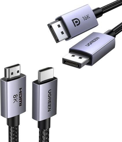 UGREEN DisplayPort Cable 2.1 [VESA Certified] DP2.0 80Gbps Support 16K@60Hz 8K@240Hz 4K@240Hz HDR Bundle with 8K HDMI 2.1 Cable 48Gbps 10FT, Certified Ultra High Speed HDMI Cord Aluminum in Saudi Arabia