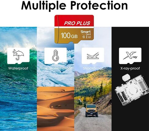 High Speed Micro SD Card with Adapter,100GB TF Card for Security Cameras, Smartphones,Tablets,Drones - U3,Class 10,A1,Full HD Video(Gold) in Saudi Arabia
