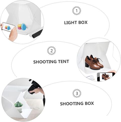 Balacoo صغير 20 سم LED خيمة صور قابلة للطي صندوق إضاءة مع 4 خلفيات ملونة للتصوير الفوتوغرافي المحمول Softbox لتصوير المنتجات والإضاءة الشخصية in Kuwait