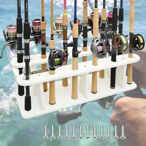 Heavy-Duty HDPE Fishing Rod Holder Rack for 12 Rods – Deck & Dock Mount Rod Storage with Stainless Steel Hardware, Wide Spacing Design for Large Reels, UV & Corrosion Resistant in Kuwait
