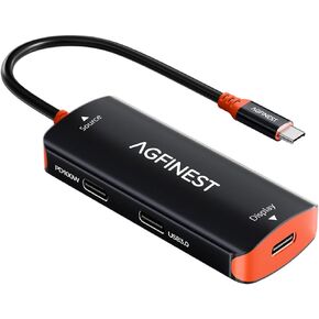محول نظارات الواقع المعزز لـ Steam Deck/Switch 2/ROG Ally X، 4K@60 هرتز/2K@120 هرتز، شحن PD 100 واط، بيانات 10 جيجابت في الثانية، لا حاجة إلى قاعدة توصيل، لـ XREAL/Rokid، iPhone 17/16/15 Pro/iPad/الكمبيوتر المحمول، أسود وبرتقالي in Kuwait
