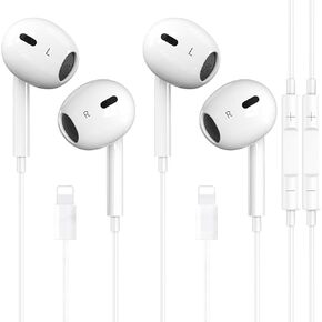 عبوتان لسماعات iPhone، سماعات أذن سلكية/سماعات أذن، ميكروفون مدمج وسماعات تحكم في مستوى الصوت متوافقة مع iPhone 14/13/12/11/XR/XS/X/8/7/SE/Pro/Pro Max in Kuwait