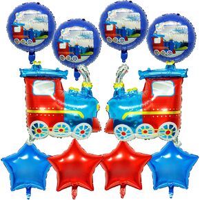 GLASNES Train Birthday Balloon Kit Train Foil Balloons Five-pointed Star Foil Balloons Baby Shower Train Themed Birthday Party Decorations Supplies in Kuwait