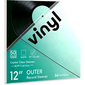 Mopiano 50x12" Outer Vinyl Record Sleeves 3 Mil,Crystal Clear Outer LP Album Covers 12.75"x12.75" Fit for Single & Double LPs,Protect Vinyl from Dust,Dirt & Scratches. in Saudi Arabia