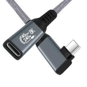 WLGQ USB4/Thunderbolt 4 Active Extension Cable (0.65FT) - Right Angle, 40Gbps Data, 240W Charging, 8K@60Hz Video, Female to Male Short Extender Cord in Saudi Arabia