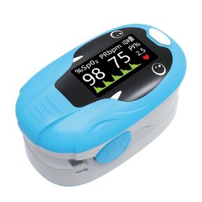ESPOO Pulse Oximeter with 20 Memory, Oxygen Monitor Fingertip 4 Color TFT Display(SPO2), Alarm & Brightness Adjustable, Batteries & Lanyard Include(White&Blue) in Saudi Arabia